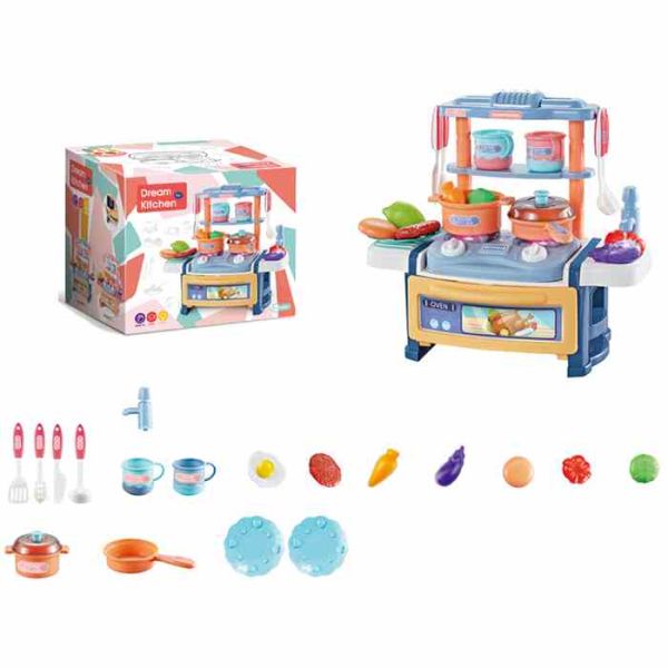 Дитяча Кухня (899-1) плита, мийка-ллється вода(механіч), звук, світло, посуда, продукти