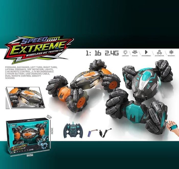 Машина на радіокеруванні YJ 096-2 A (24)2 кольори,підсвіч,зміна полож корп,USB-каб,акум.3.7V,1:16,пульт2.4G+сенсор брасл,в коробці