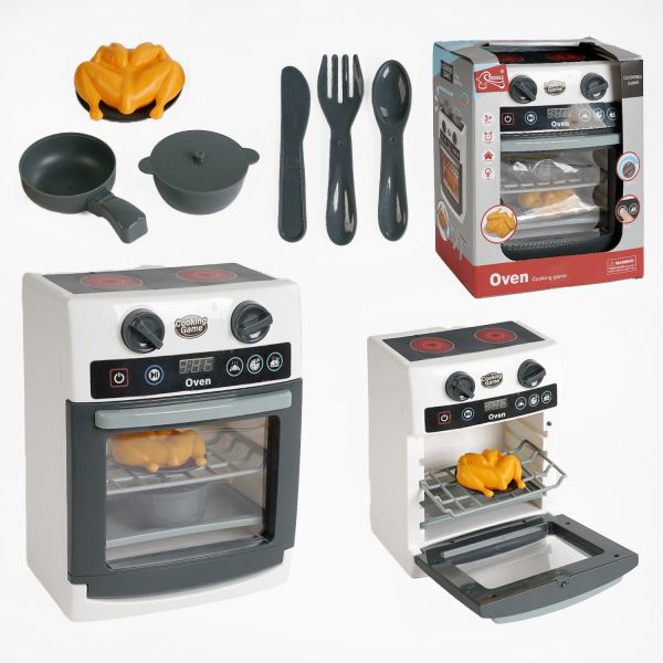 Дитяча Плита F 2309 (24/2) звуки, підсвічування, відкриваються дверцята, муляжі їжі та посуду, в коробці