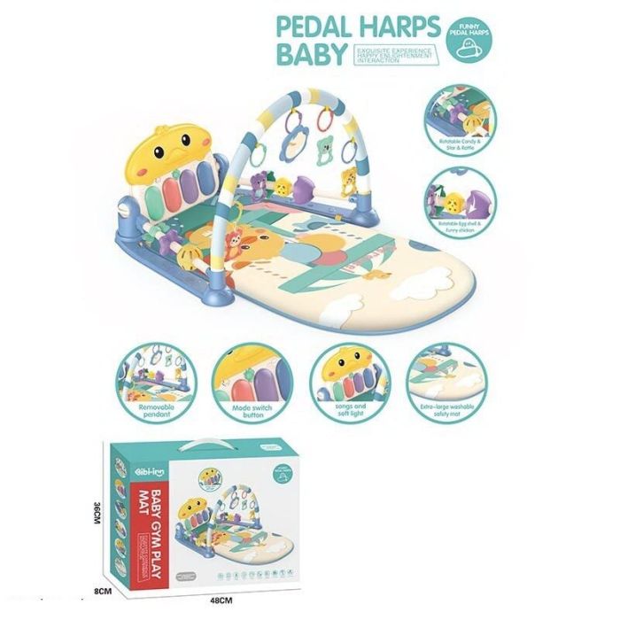 Дитячий Килимок (698-95) на батарейках, піаніно, брязкальця,  музика, підсвічування, обертові елементи, режими гри