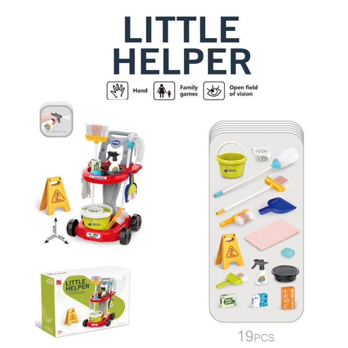 Набір для прибирання 667-70 (12) швабра, щітка, відро, візок. розпилювач,, ганчірка, 19 елементів, в коробці