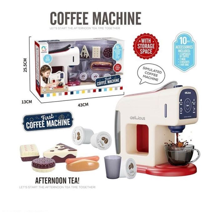 Дитяча Кавомашина (J 601) на батарейках, звук, підсвічування, тістечка, кавові капсули