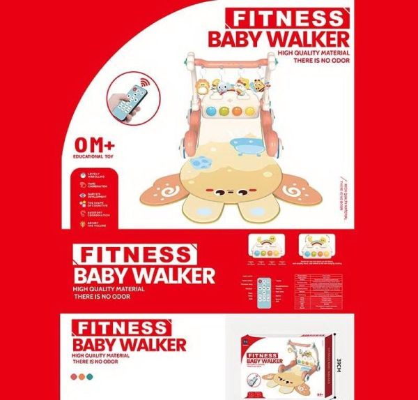 Дитячий Килимок-ходунки 2в1 (RT 7205) піаніно, підсвічування, пісні, казки, звуки тварин, пульт керування, 4 підвіски