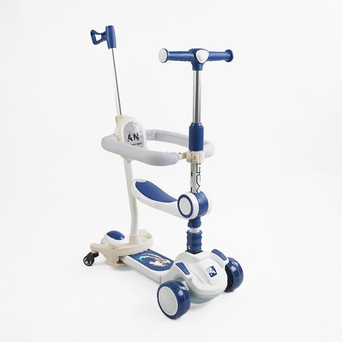 Дитячий триколісний Самокат 5в1 "Skyper" (GH-51784) світло, укр. озвучування та підсвічування платформи,с ДОП. КОЛЕСАМИ, захисний бампер