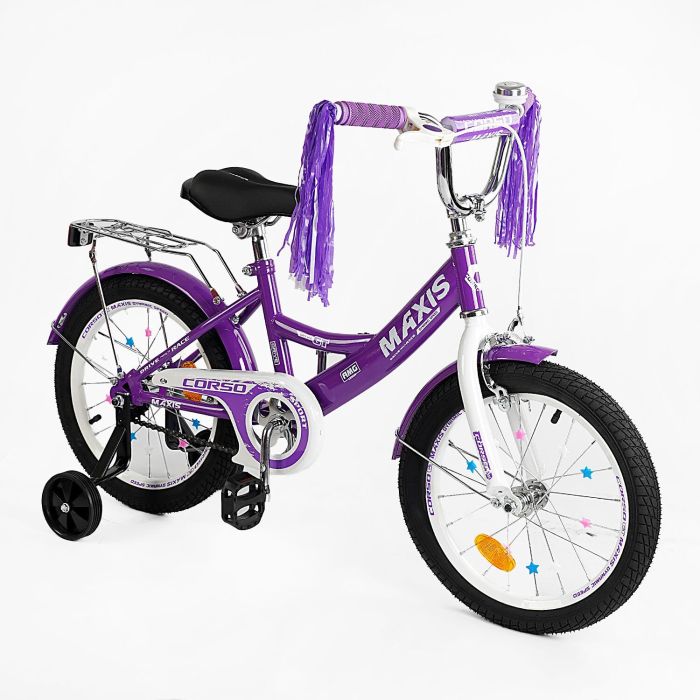 Велосипед 16" дюймів 2-х колісний "CORSO" MAXIS CL-16044 (1) кошик, ручне гальмо, дзвіночок, сидіння з ручкою, дод. колеса, ЗІБРАНИЙ НА 75%, в коробці