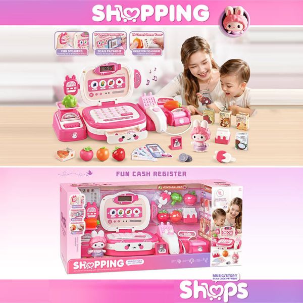 Касовий апарат 6705 (12) озвучення англійською мовою, звук, підсвічування, музика, історії, калькулятор, ваги, сканер, продукти, гроші, в коробці