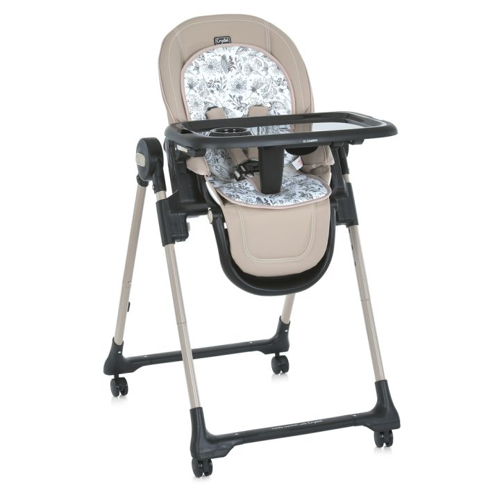 Стільчик для годування El Camino CRYSTAL (ME 1037-B Beige) зі шкіряним сидінням
