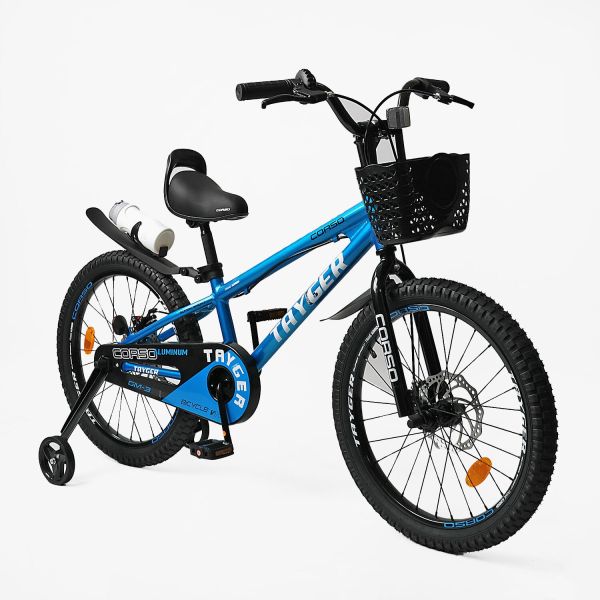 Дитячий двохколісний Велосипед CORSO "TAYGER" 20 дюймів (TG-29916) алюмінієва рама, дискові гальма, дод. колеса, дзвоник, бутилочка