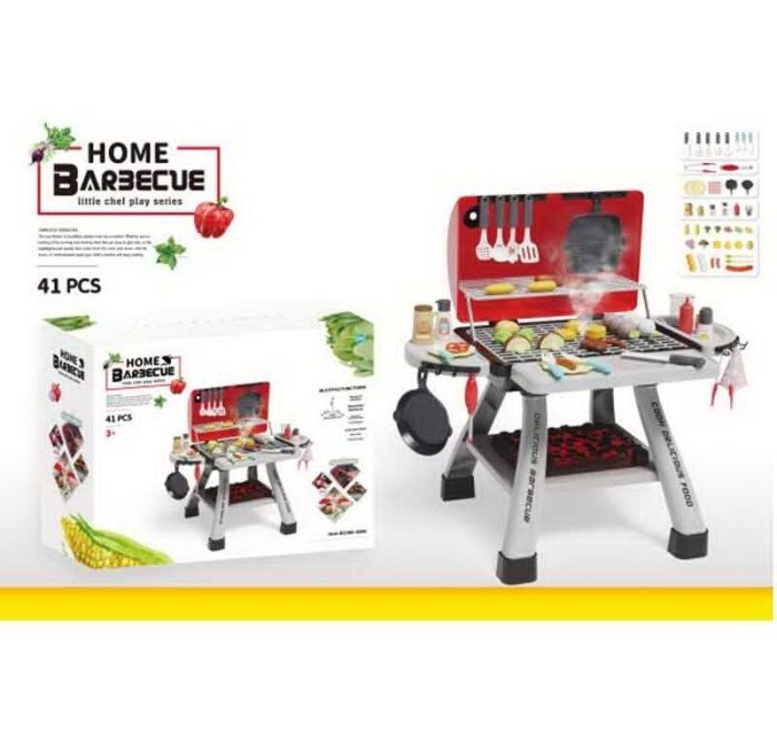 Дитячий Гриль WD 809 A (8) звук, підсвічування, парогенерація, працює від "розпалювача", посуд, їжа, в коробці