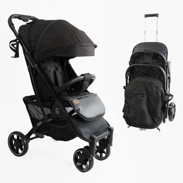 Дитяча прогулянкова Коляска JOY "Livvi" (LV-08160) чорна, футкавер, підсклянник, телескопічна ручка