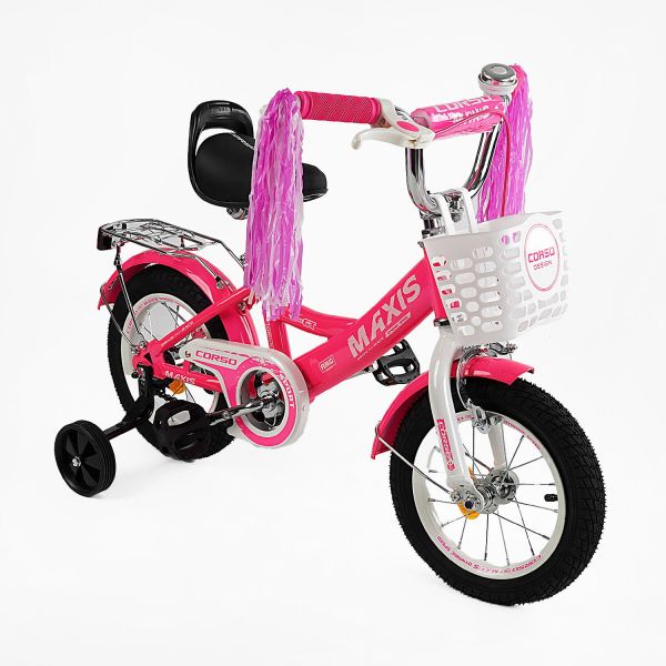 Велосипед 12" дюймів 2-х колісний "CORSO" MAXIS CL-12109 (1) ручне гальмо, дзвіночок, сидіння з ручкою, додаткові колеса, ЗІБРАНИЙ НА 75% у коробці