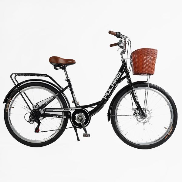 Велосипед міський Corso «Polaris» 26 дюймів (PS-80110) + КОШИК