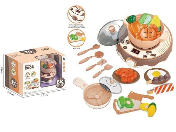 Дитяча Плита 9941 A (16) перемішування продуктів, світло, мелодії, регулювання потужності, посуд, продукти на липучках, дошка, в коробці