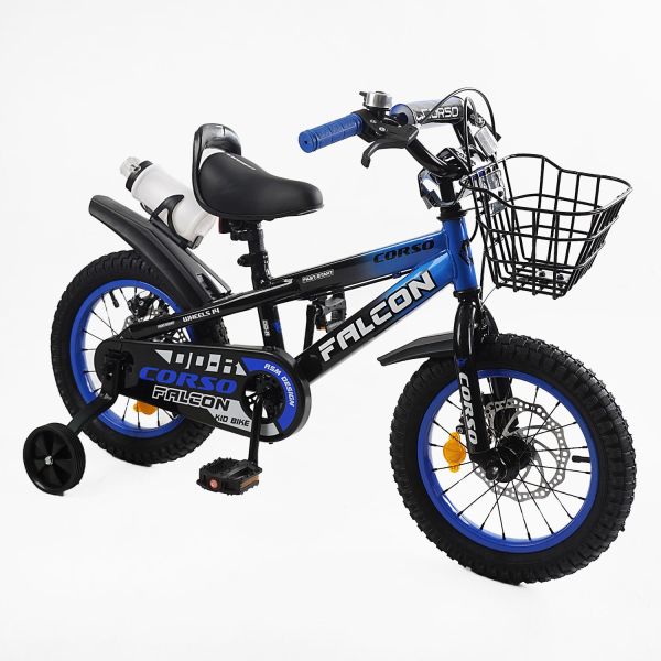 Дитячий двоколісний Велосипед 14 дюмів "Corso Falcon" (FL-14941) дзвоник, бутилочка, корзинка
