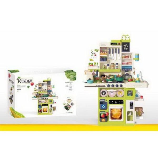 Дитяча Кухня WD 824 B (4) 101 деталь, парогенератор, помпова подача води, звук, підсвічування, пісня англ. мовою, аксесуари, висота - 100 см, в коробці