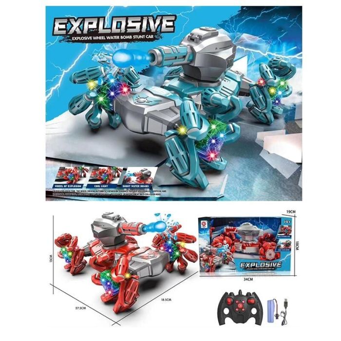 Танк на радіокеруванні 1037 (24/2) 2 кольори, світло, стріляє орбізами, обертається на 360°, підіймає корпус, акум. 3.7 V, роликові колеса, в коробці