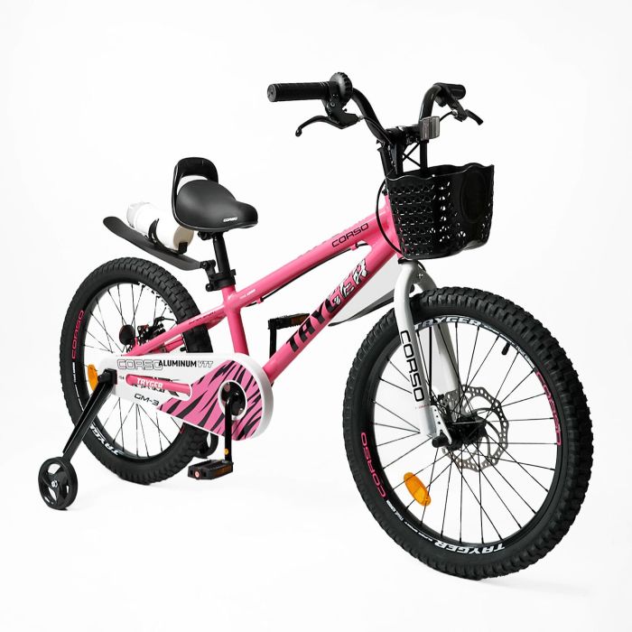 Дитячий двохколісний Велосипед CORSO "TAYGER" 20 дюймів (TG-20574) алюмінієва рама, дискові гальма, дод. колеса, дзвоник, бутилочка
