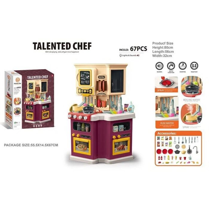 Кухня 922-139 (6) 56х32х80 см, 77 елементів, підсвічування, звуки, парогенерація, посуд, продукти, на батарейках, автоматична подача води