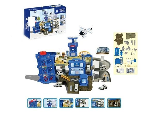 Трек ZX 065 A (16) “Поліцейський відділок”, звук, підсвічування, 3 машинки, механічний підйомник, в коробці