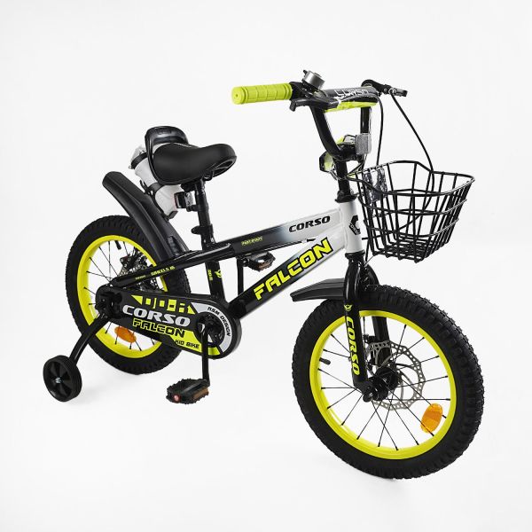 Дитячий двоколісний Велосипед 16 дюймів "Corso Falcon" (FL-16220) дзвінок, бутилочка, корзинка