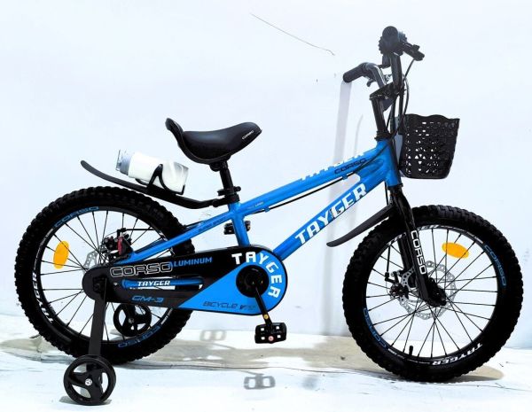 Дитячий двохколісний Велосипед 18 дюймів CORSO "TAYGER" (TG-90411) алюмінієва рама, дискові гальма, дод. колеса, дзвоник, бутилочка