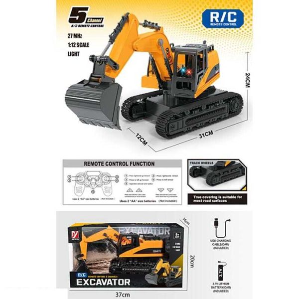 Екскаватор на радіокеруванні A 8863-144 (12) підсвічування, масштаб 1:12, акумулятор 3.7 V, пульт 27 MHz, ківш на р/к, гумові гусені, в коробці