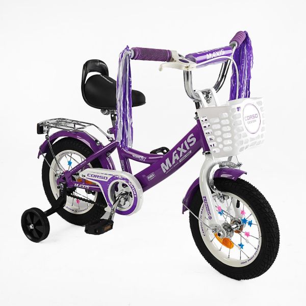 Велосипед 12" дюймів 2-х колісний "CORSO" MAXIS CL-12170 (1) ручне гальмо, дзвіночок, сидіння з ручкою, додаткові колеса, ЗІБРАНИЙ НА 75% у коробці