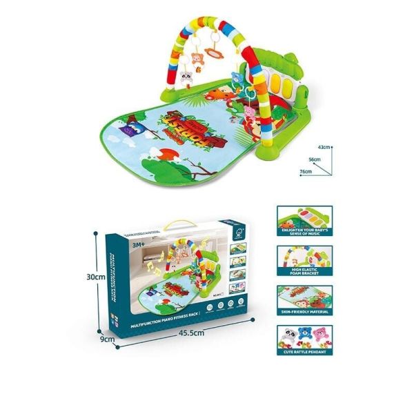 Дитячий Килимок (973) піаніно, мелодії, підсвічування, 4 брязкальця, дзеркальце, в коробці