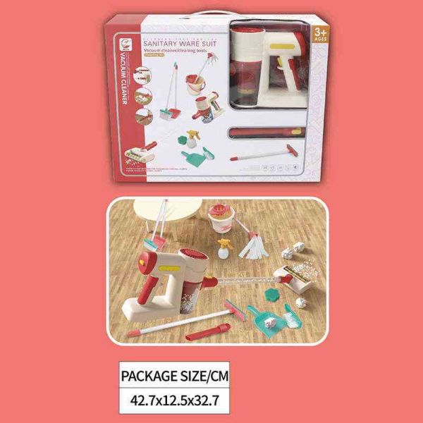 Дитячий Пилосос 8006 (12) вакуумний, звук, мелодія, додаткова насадка, швабра, совок, щітка, губка, відро, в коробці